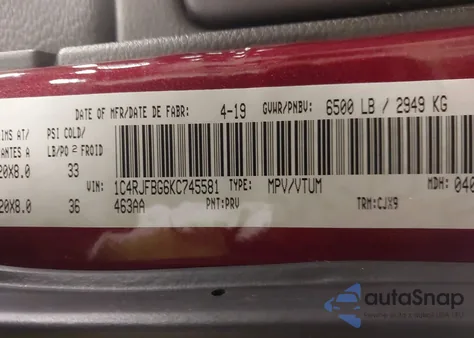 2019 Jeep Grand Cherokee Limited z USA, uszkodzony, nr VIN 1C4RJFBG6KC745581